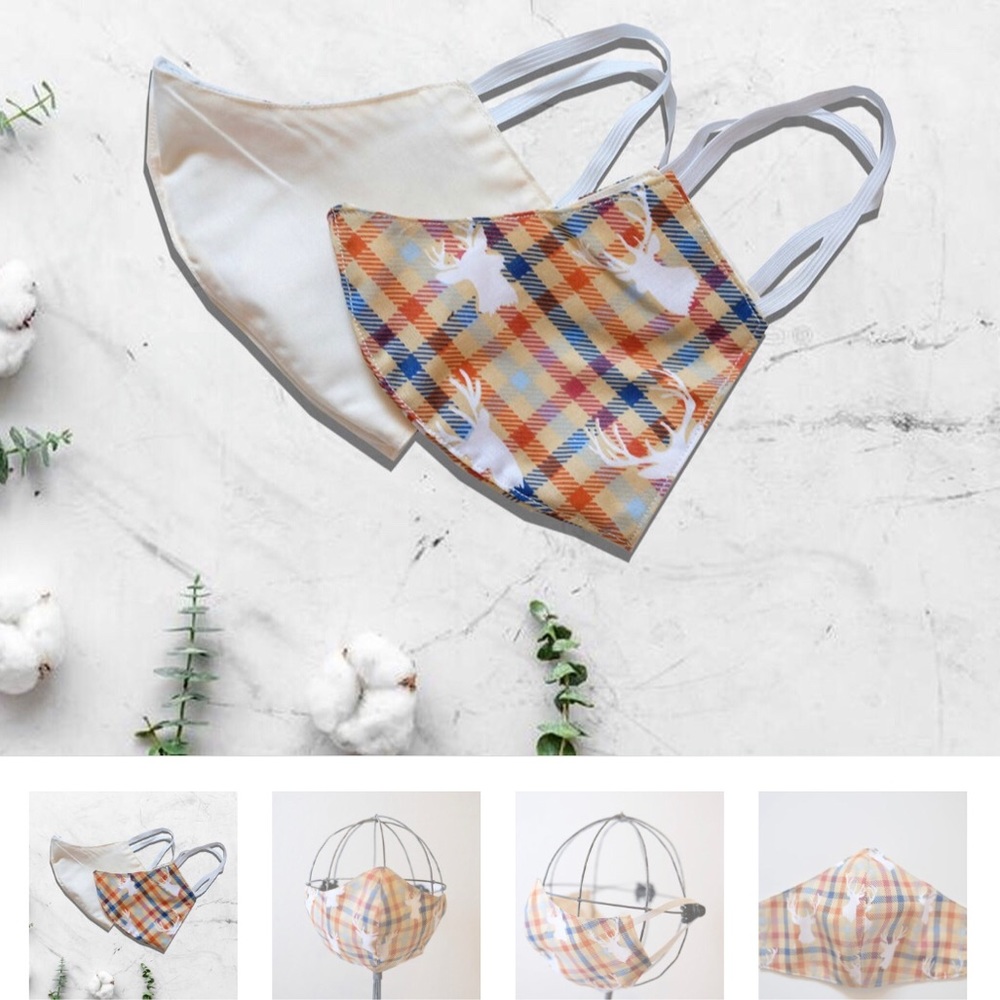 Plaid Reindeer Face Mask